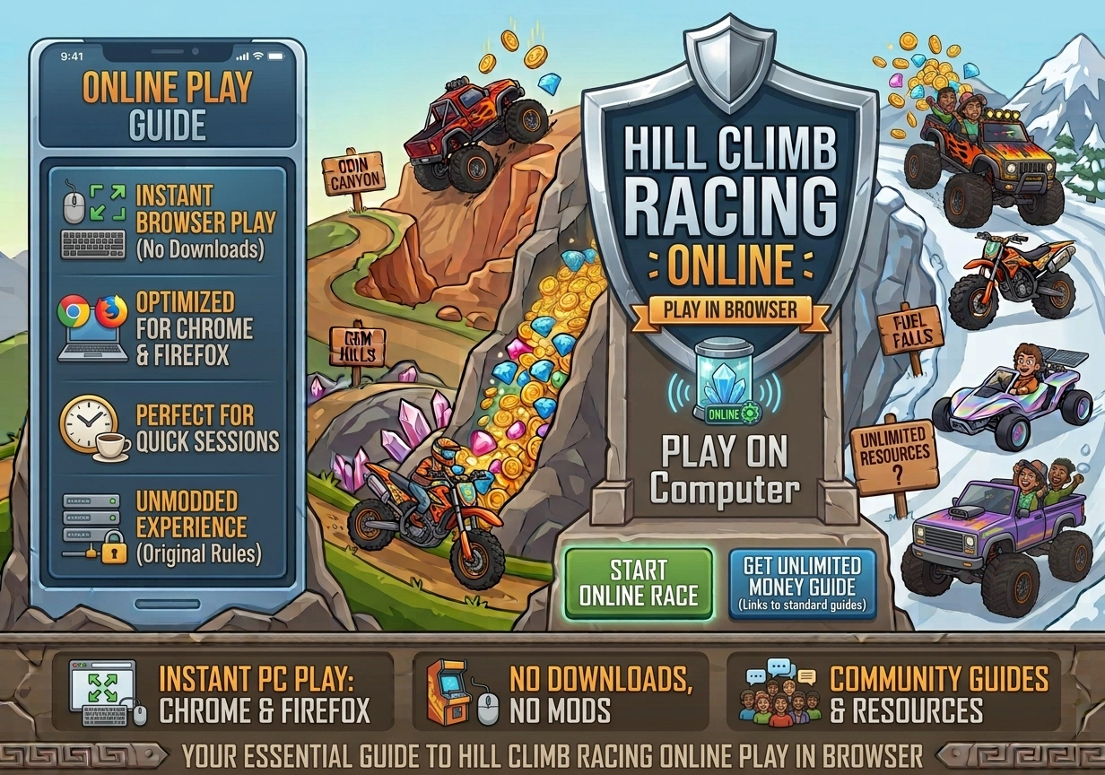 Hill climb racing online allows players to enjoy the game without downloading it. Several websites host a browser-based version of hill climb racing online that you can play directly. While the online version may not have all features of the mobile app, it is perfect for quick gaming sessions on a computer. The hill climb racing online experience is best enjoyed on Chrome or Firefox. Keep in mind that the online version usually does not support mods or hacks, so features like hill climb racing unlimited money may not be available in browser versions.